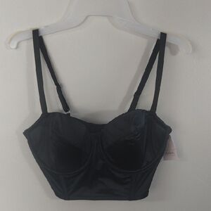 Target Black Longline Satin Bustier Bra - Women Intimates